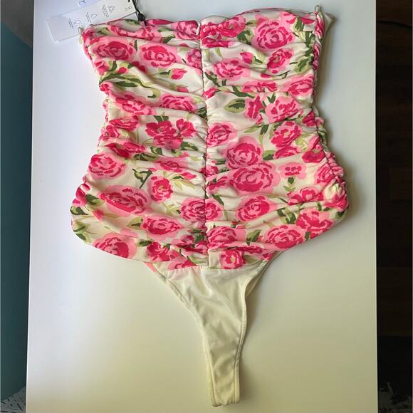 Zara Pink and Green Floral Blouse - Picture 4 of 16